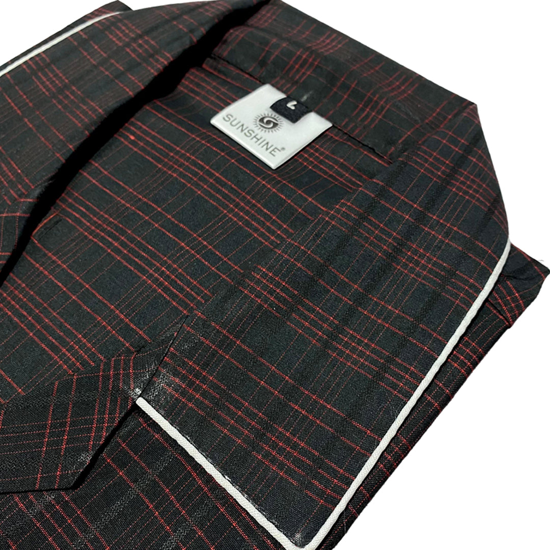 Black Check Night Suit - CH-108
