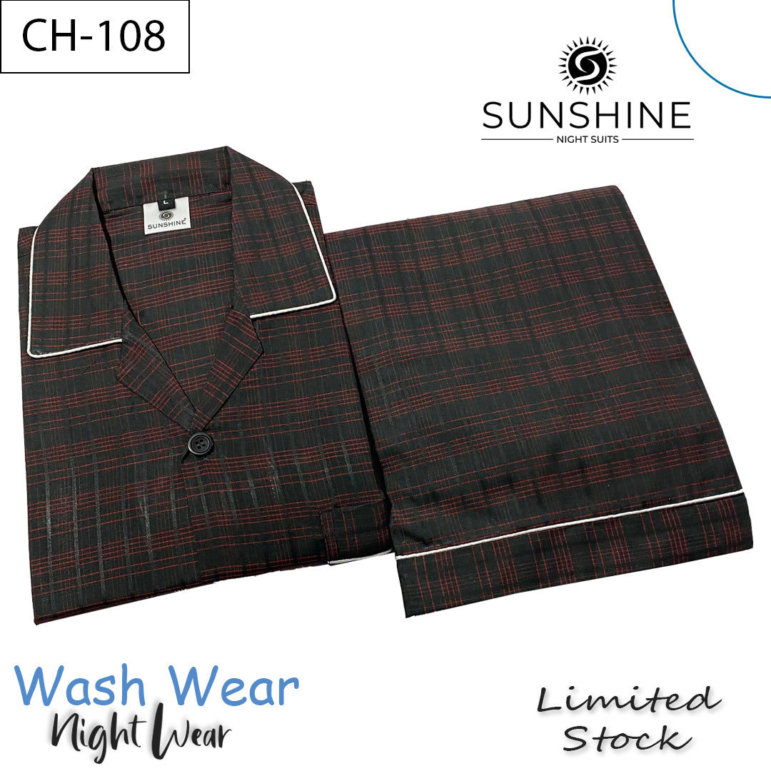 Black Check Night Suit - CH-108