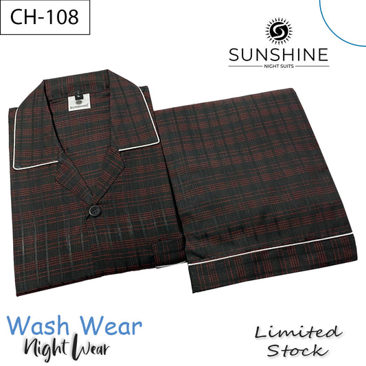 Black Check Night Suit - CH-108