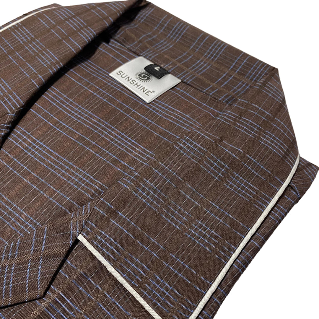 Dark Brown Check Night Suit - CH-109