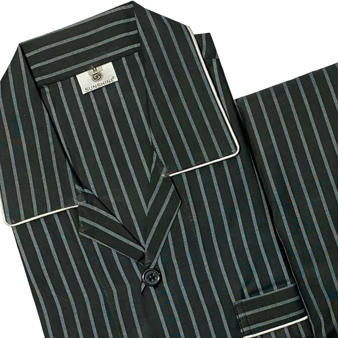 Black Grey Stripe Night Suit – CH-128