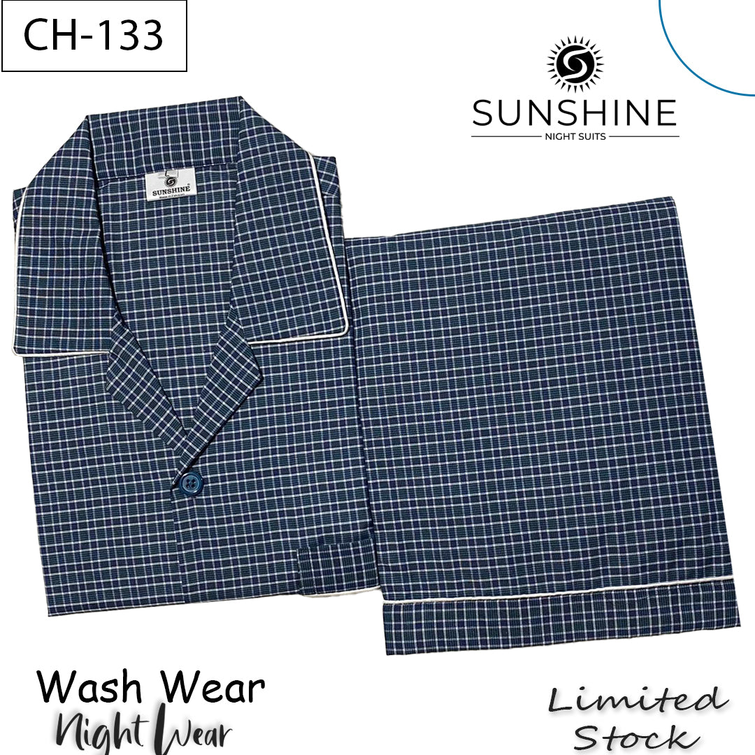Teal Blue Check Night Suit – CH-133