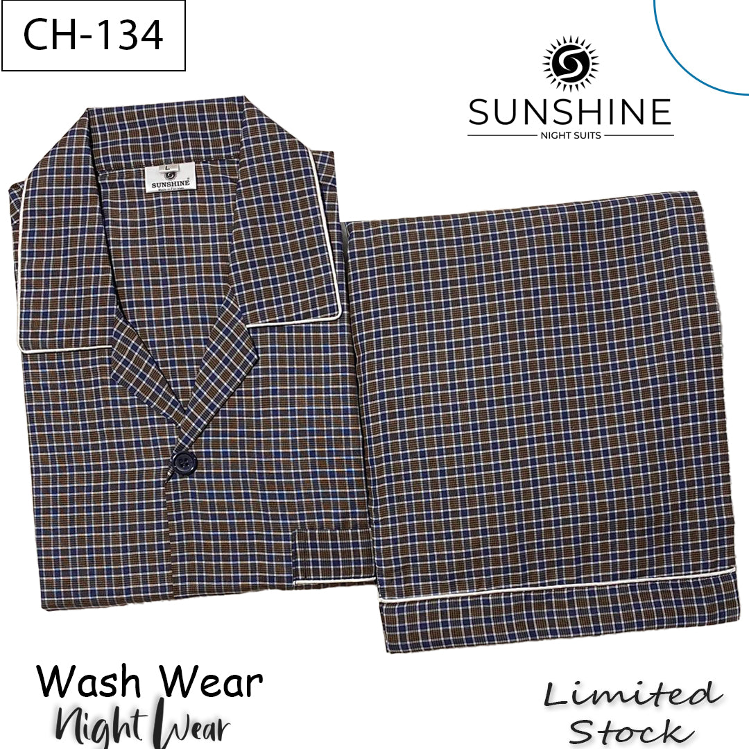 Blue Brown Check Night Suit – CH-134