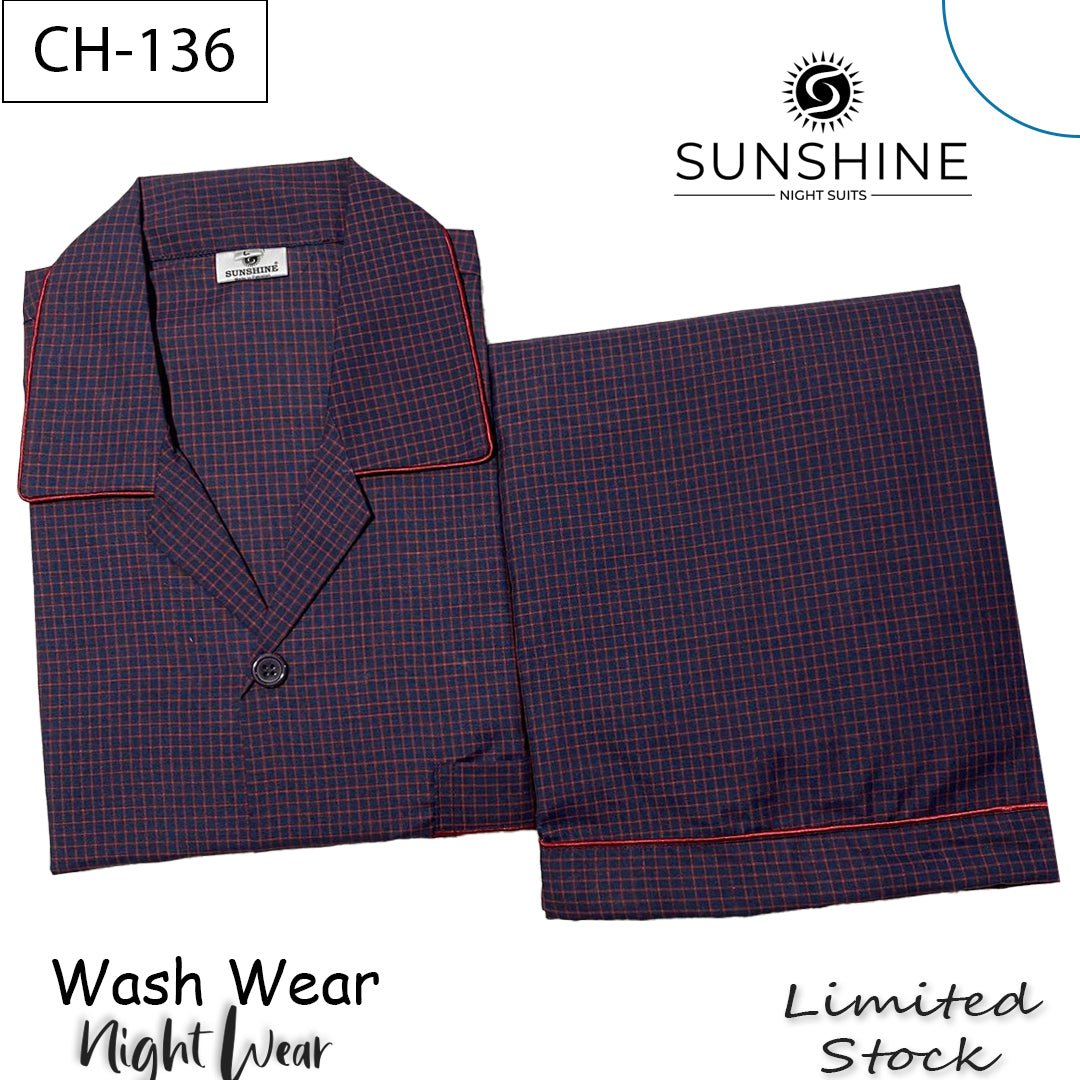 Deep Maroon Check Night Suit – CH-136