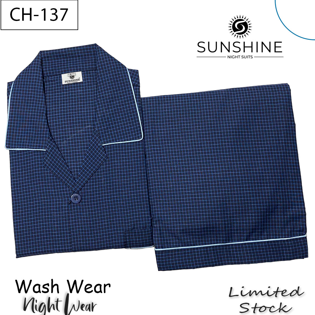 Ocean Blue Check Night Suit – CH-137