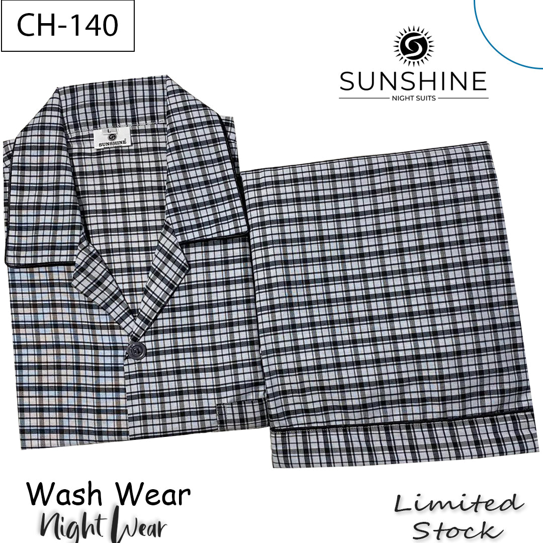 Silver Grey Check Night Suit – CH-140