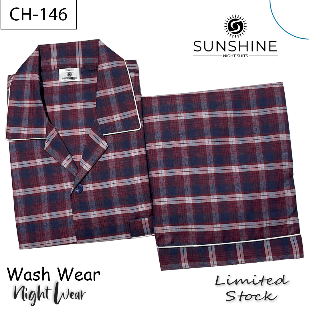 Maroon Blue Check Night Suit – CH-146
