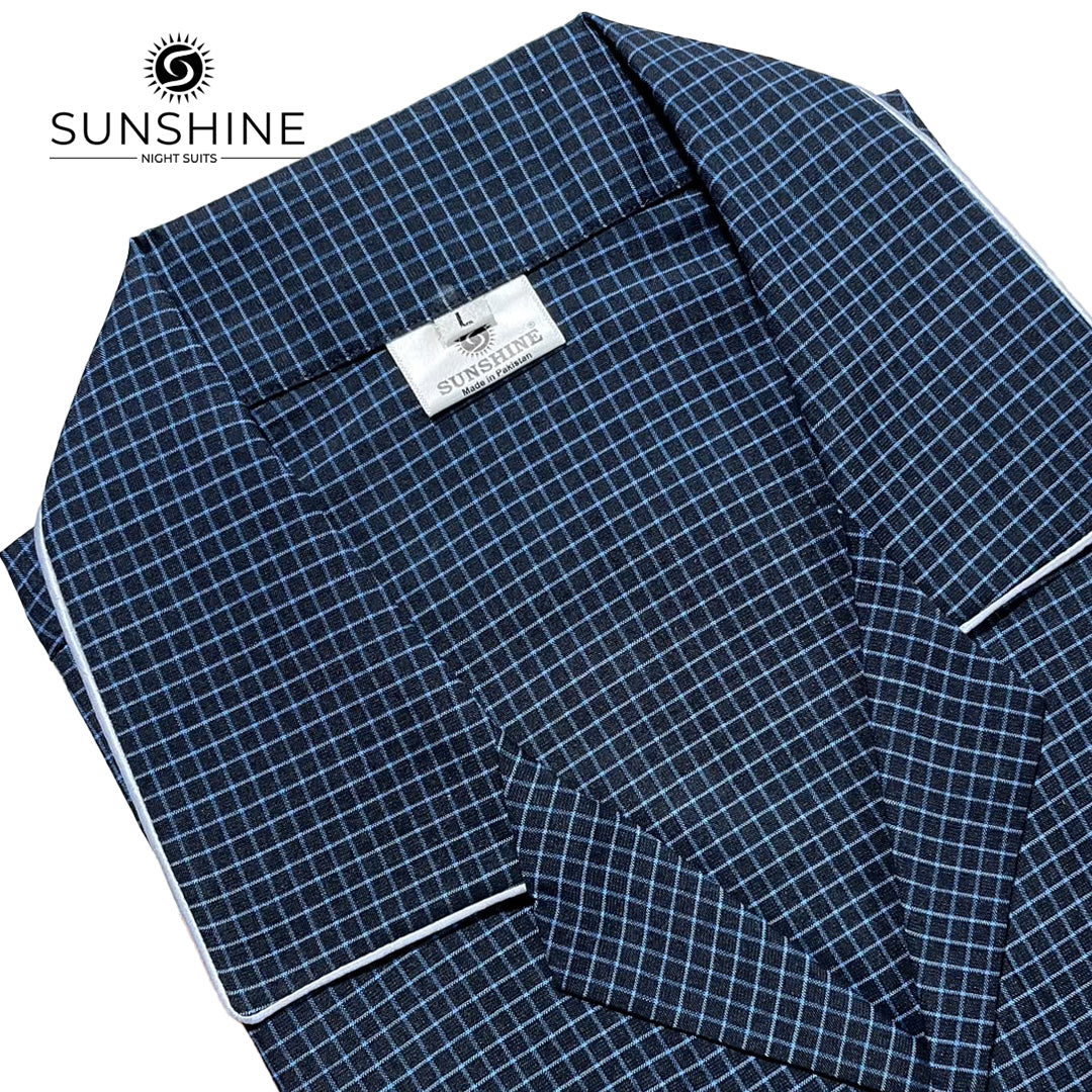 Navy Blue Check Night Suit - CH-151