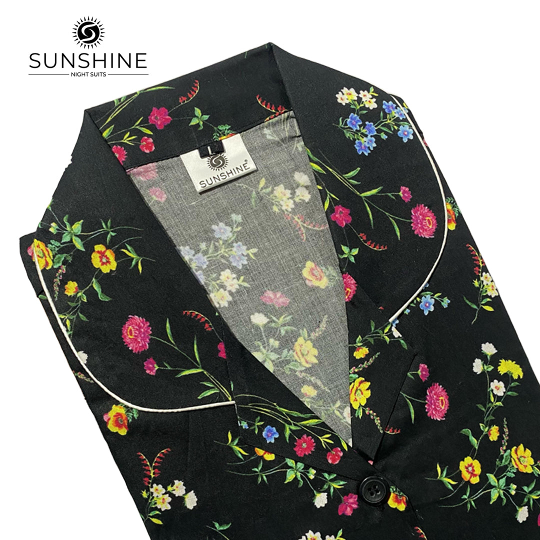 Black Floral 100% Printed Lawn Nightdress LWN-19