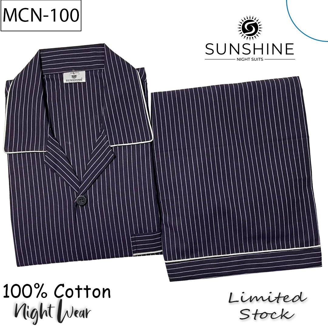 Deep Purple Stripe 100% Cotton Night Suit – MCN-100