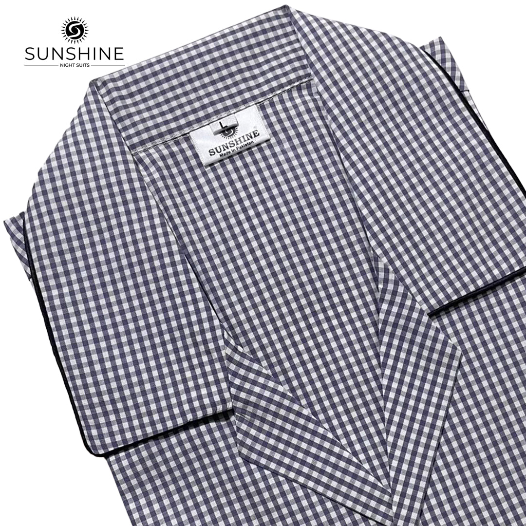 Silver Grey Check 100% Cotton Night Suit – MCN-116