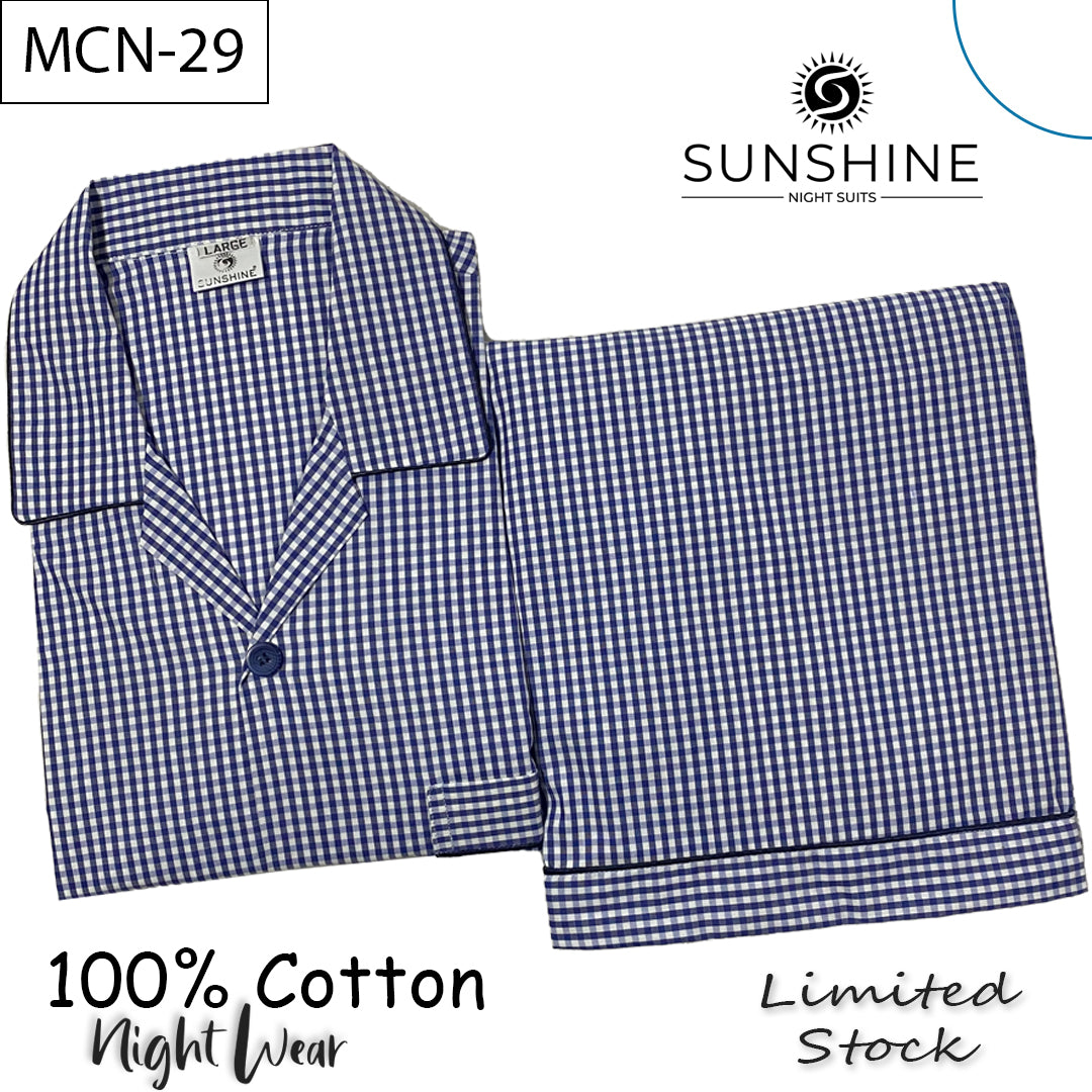 Blue Check 100% Cotton Night Suit – MCN-29