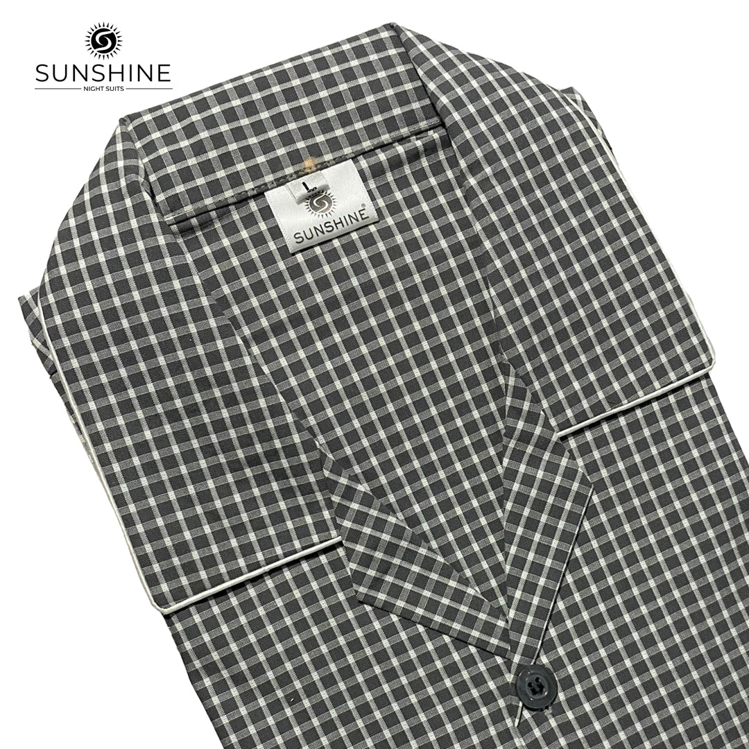 Grey Palaka Check 100% Cotton Night Suit – MCN-74