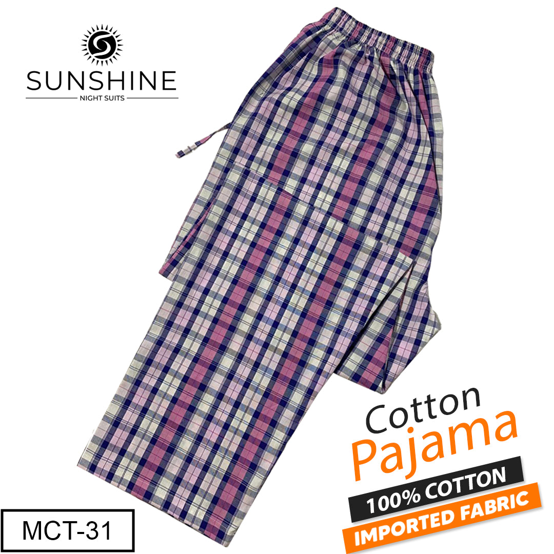 Lavender Check 100% Cotton Trousers MCT-31
