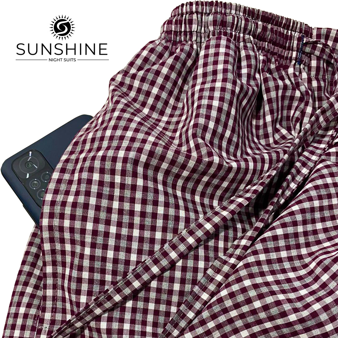 Maroon Check 100% Cotton Trousers MCT-47