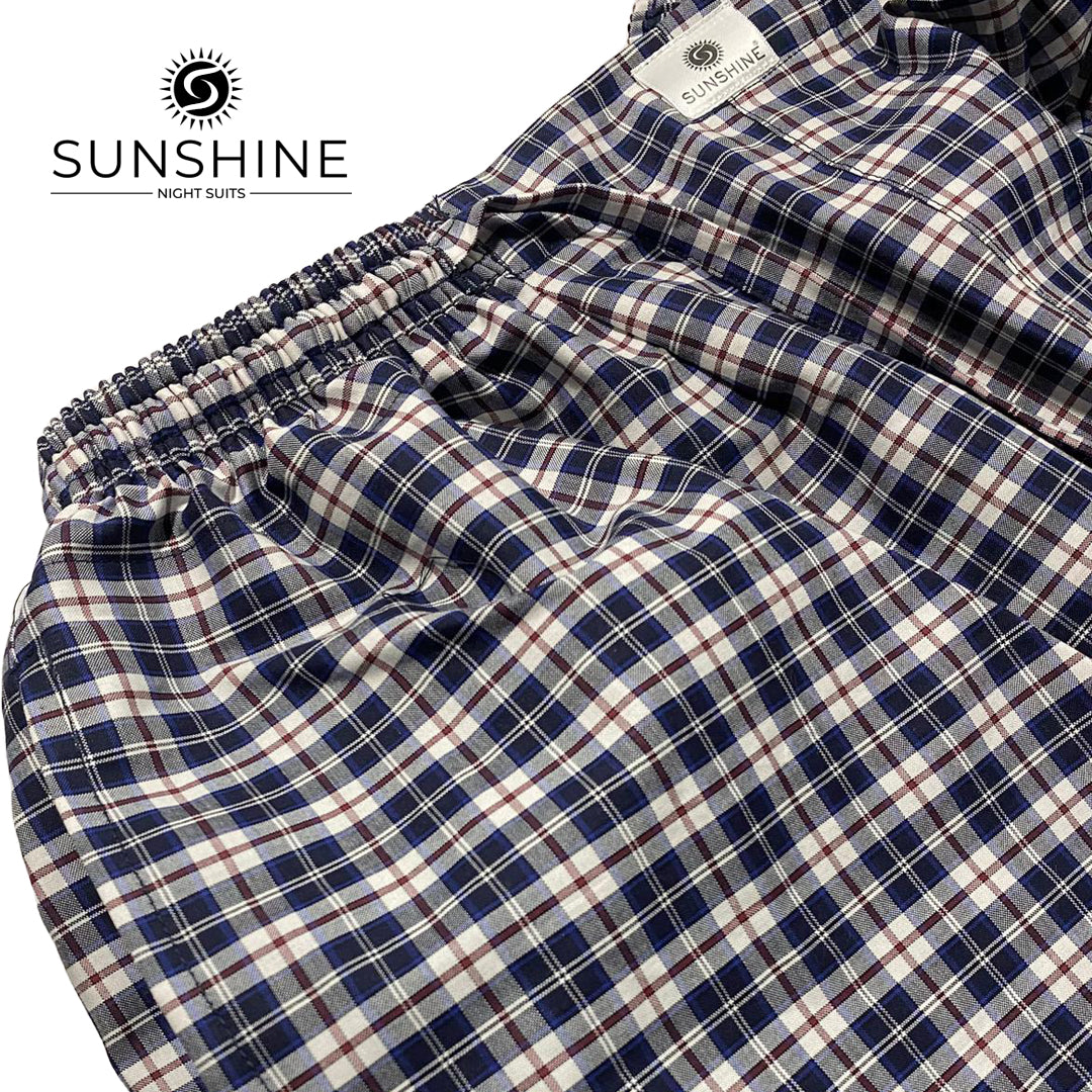 Navy Maroon Check 100% Cotton Trousers – MCT-53