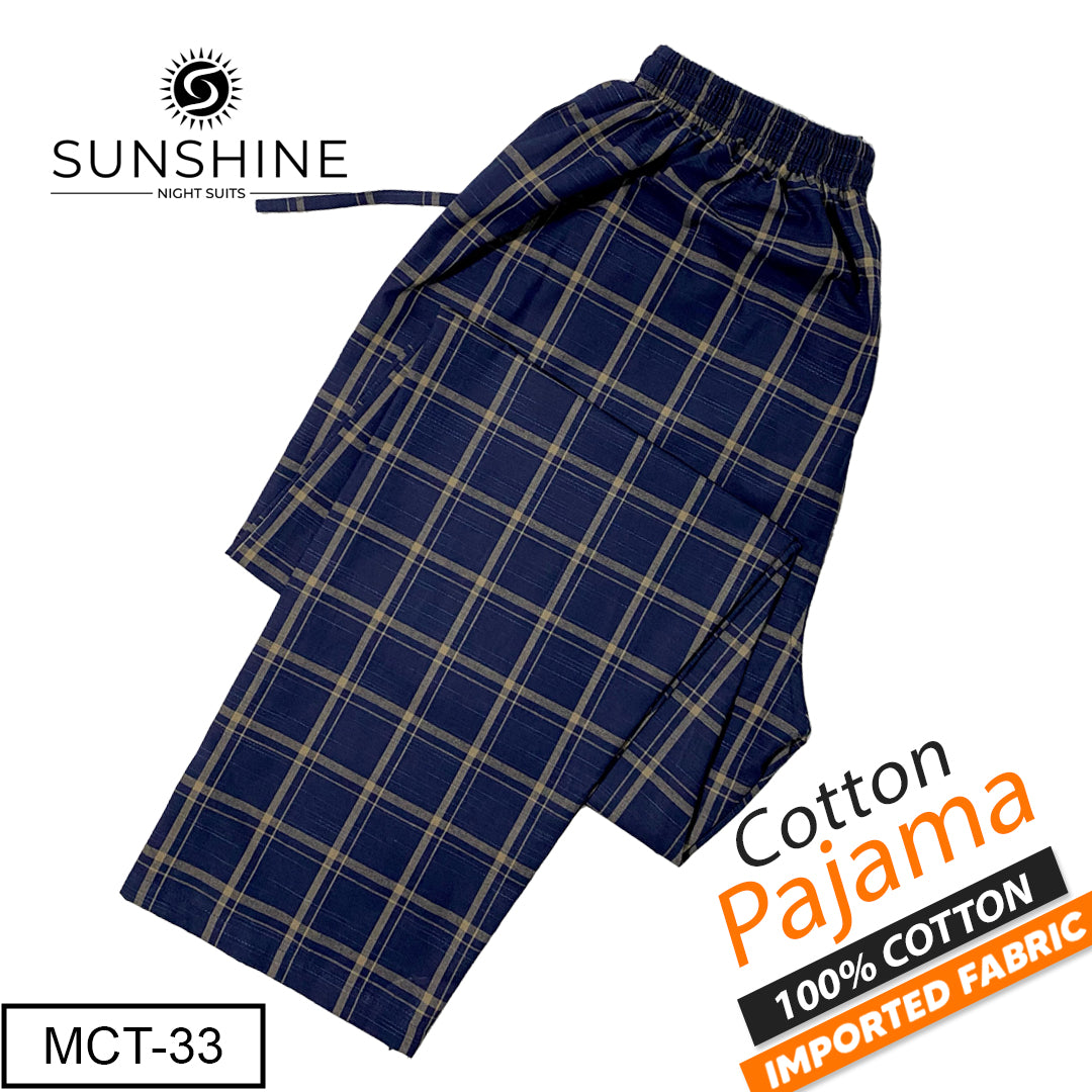 Navy Blue Check 100% Cotton Pajamas MCT-33