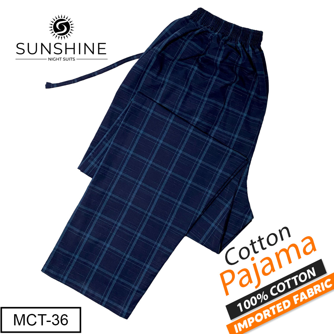 Navy Blue Check 100% Cotton Pajamas MCT-36