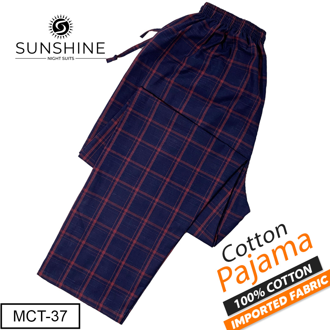 Navy Blue Red Check 100% Cotton Pajamas MCT-37