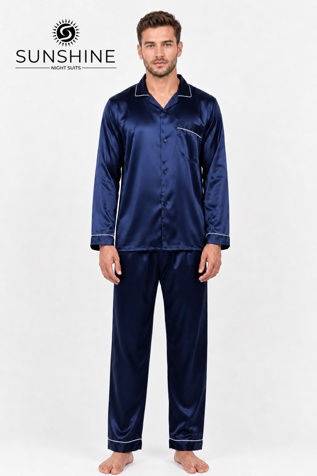 Navy Blue Silk Night Suit MSN-11