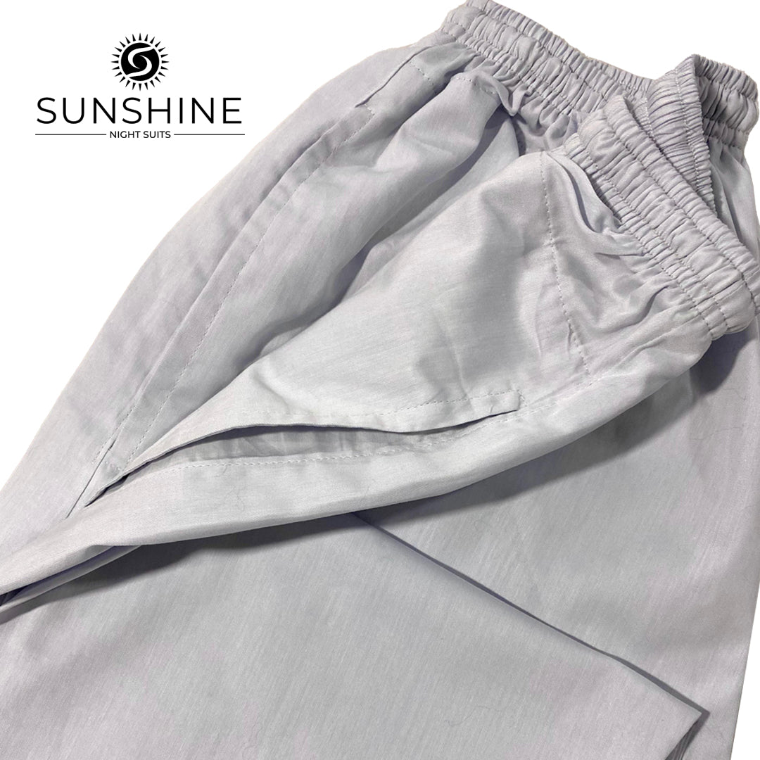 Silver Grey Plain 100% Cotton Pajamas MCT