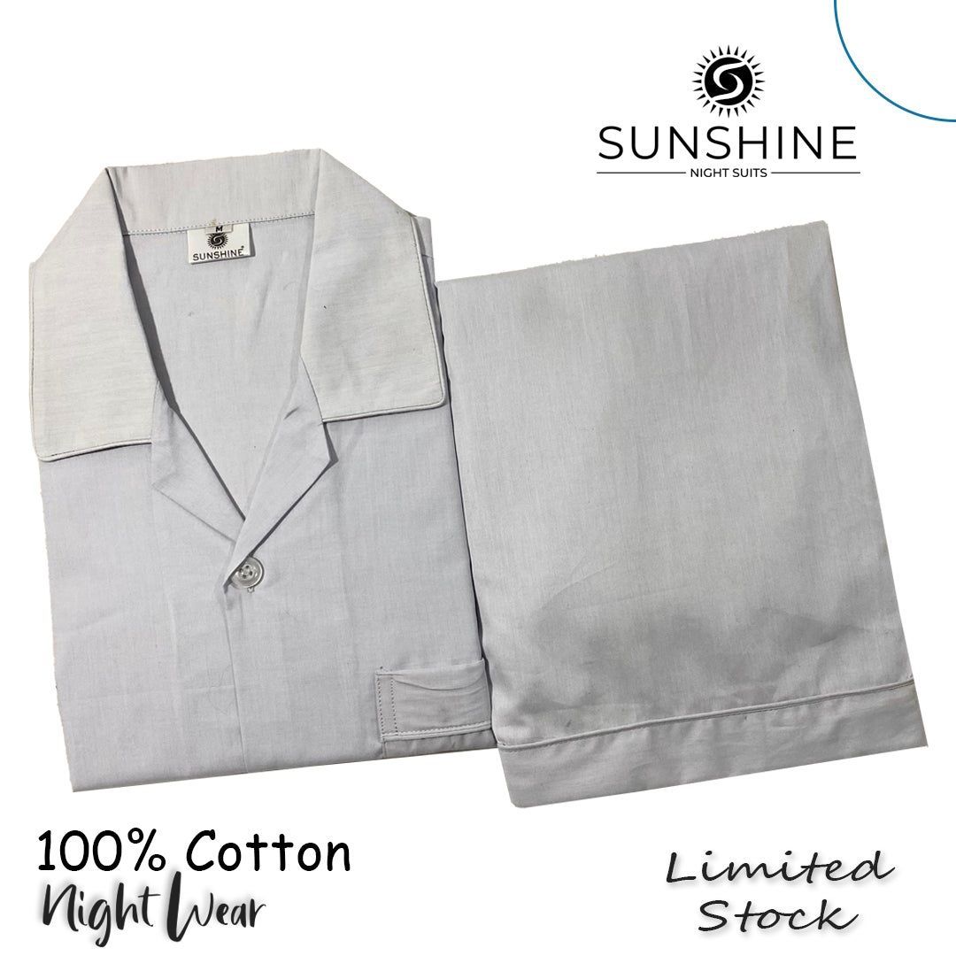 Silver Grey Cotton Night Suit - MCN