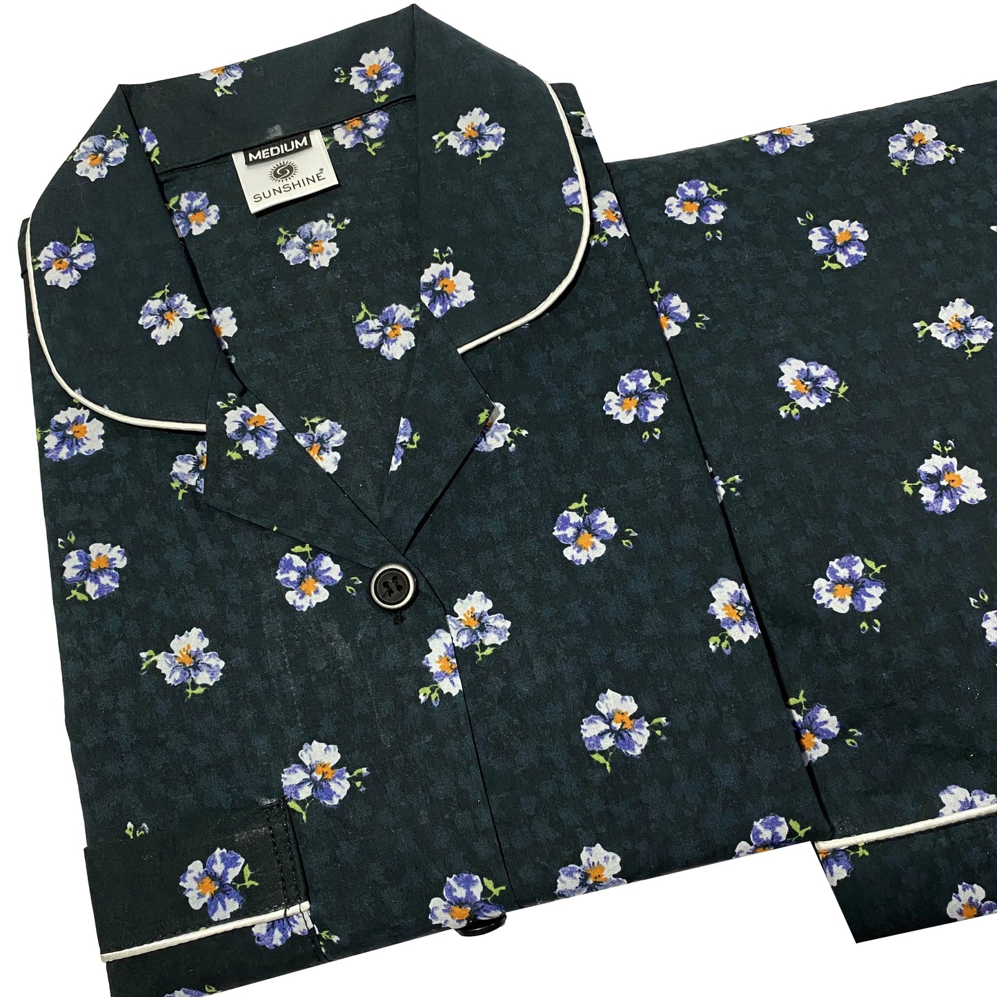 Black Floral Printed 100% Cotton Nightdress Ladies – WCN-02