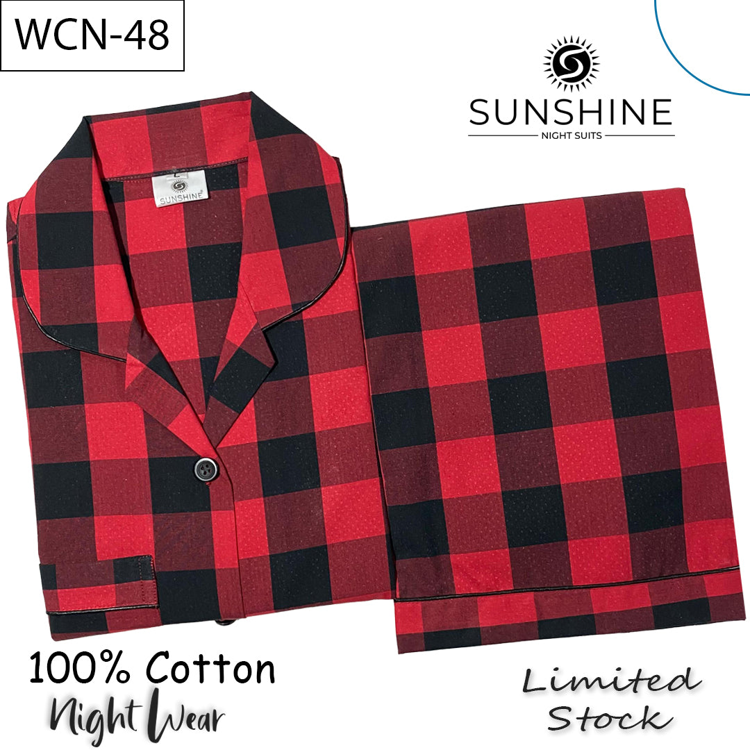 Black Red Check 100% Cotton Nightdress Ladies – WCN-48