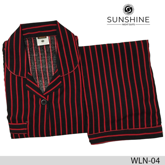 Black Red Stripe Linen Nightdress WLN-01