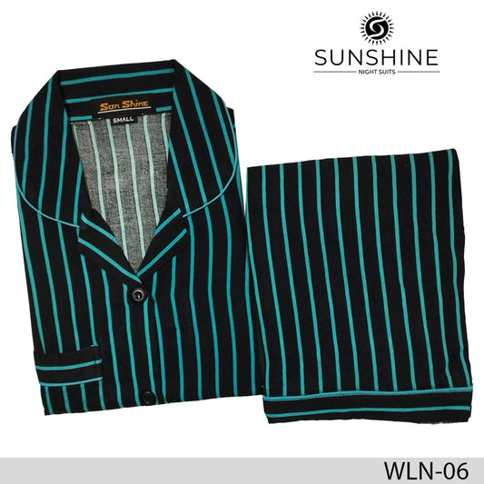 Black Green Stripes Linen Nightdress WLN-06