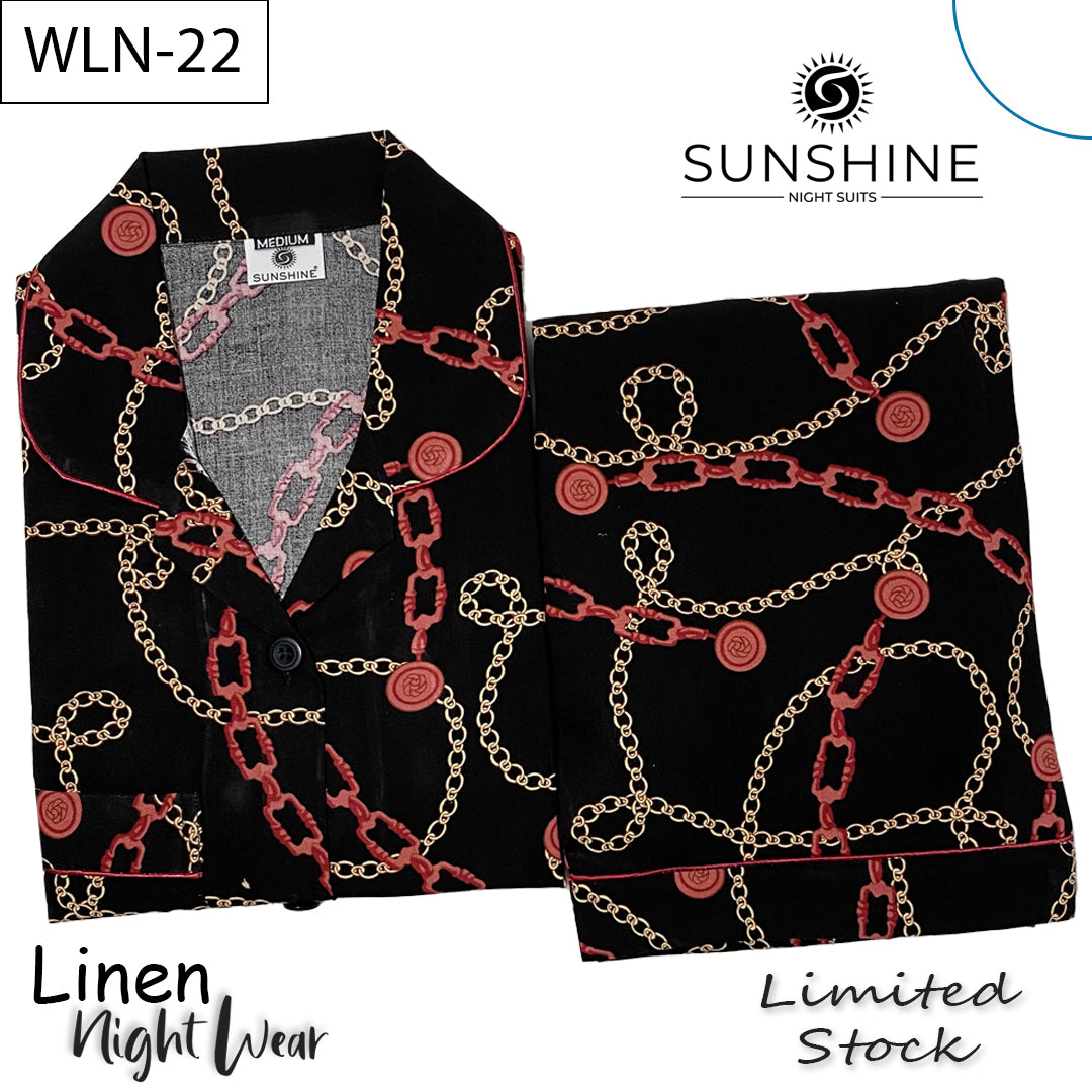 Black Chain Linen Nightdress WLN-22