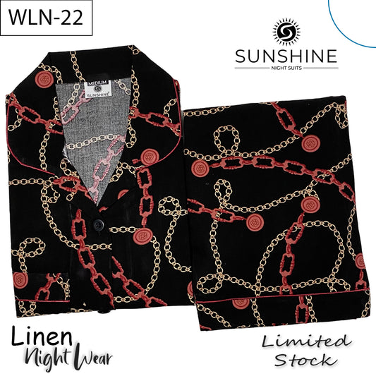 Black Chain Linen Nightdress WLN-22