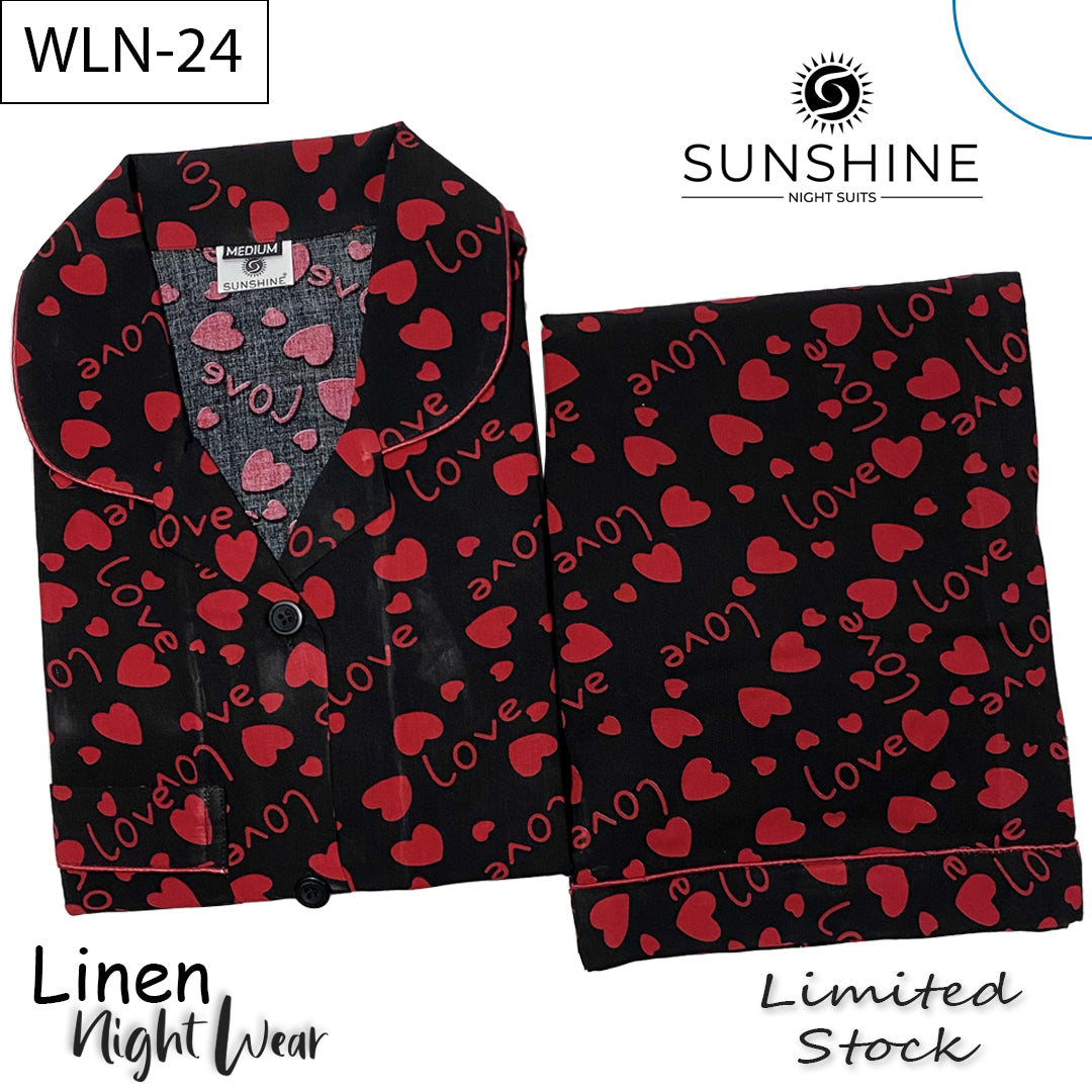 Black Red Love Linen Nightdress WLN-24