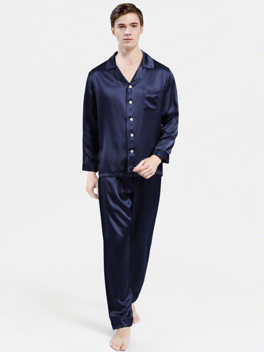 Navy Blue Silk Night Suit - MSN-12