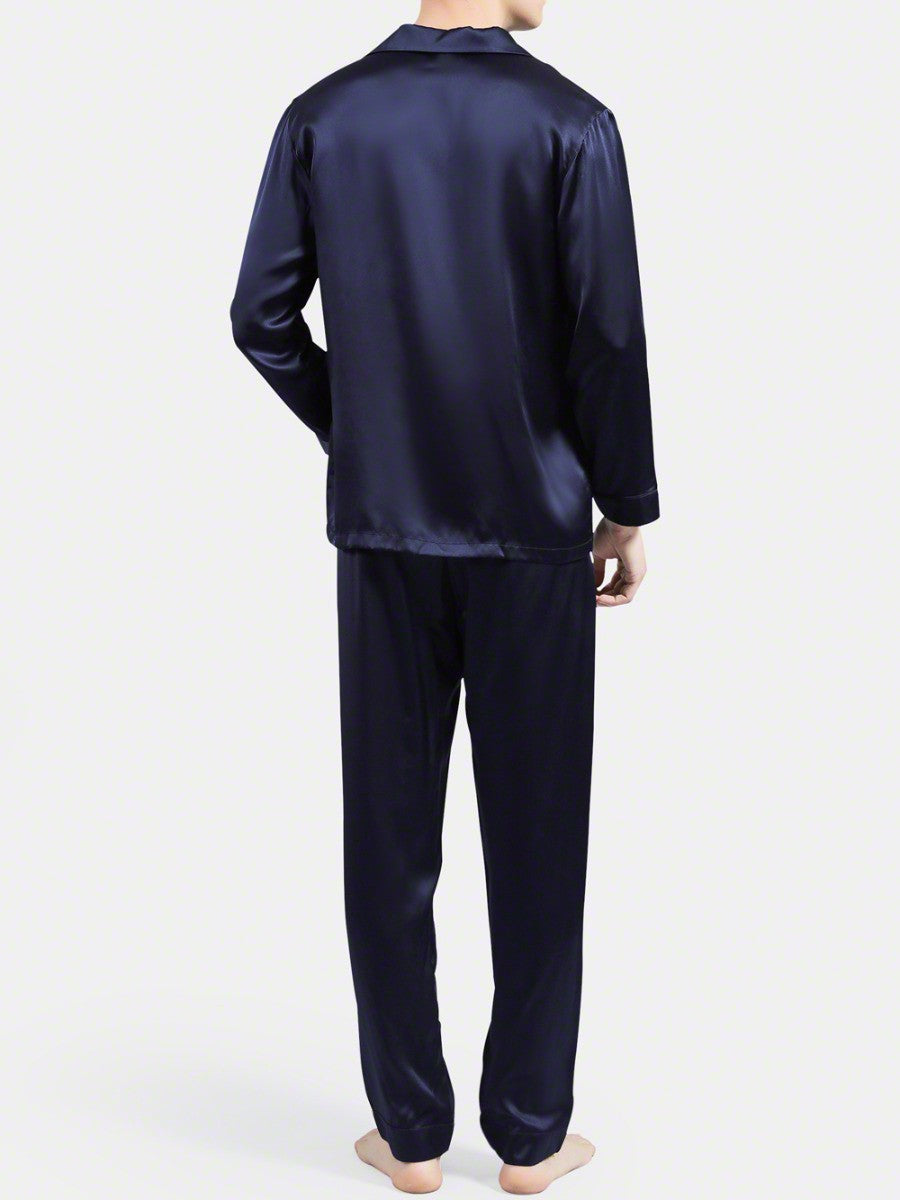 Navy Blue Silk Night Suit - MSN-12