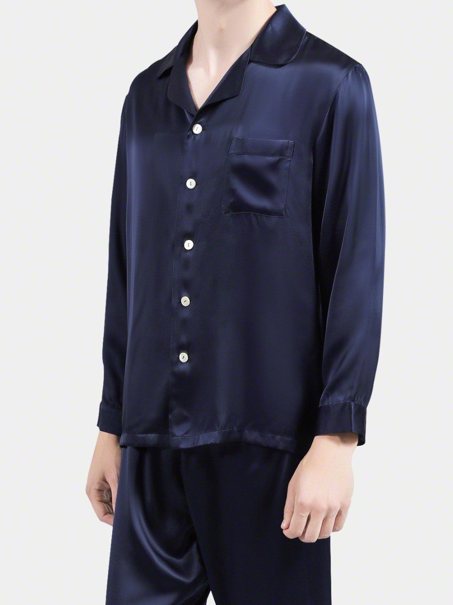 Navy Blue Silk Night Suit - MSN-12