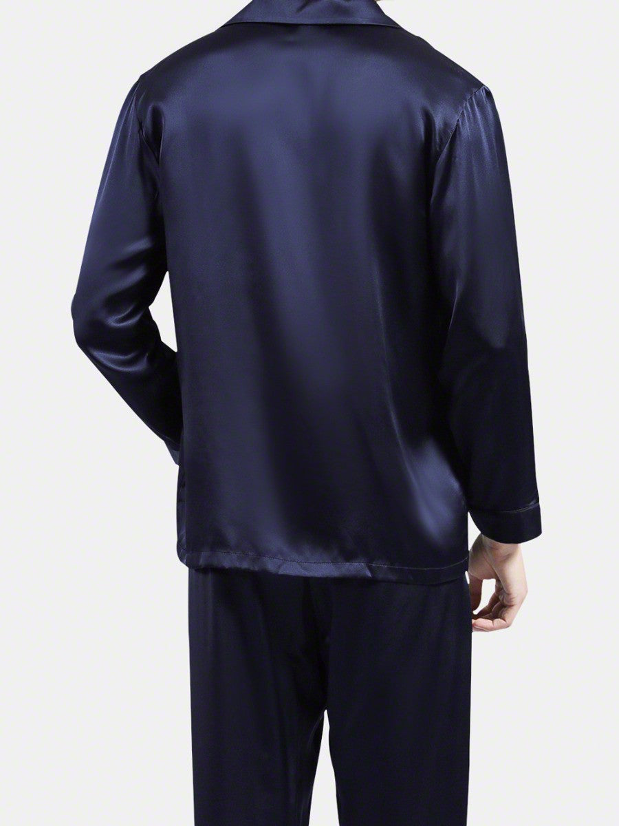 Navy Blue Silk Night Suit - MSN-12