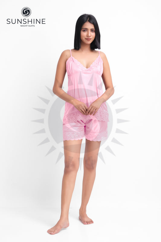 Pink Sexy Silk Cami Short Set - 2250-E