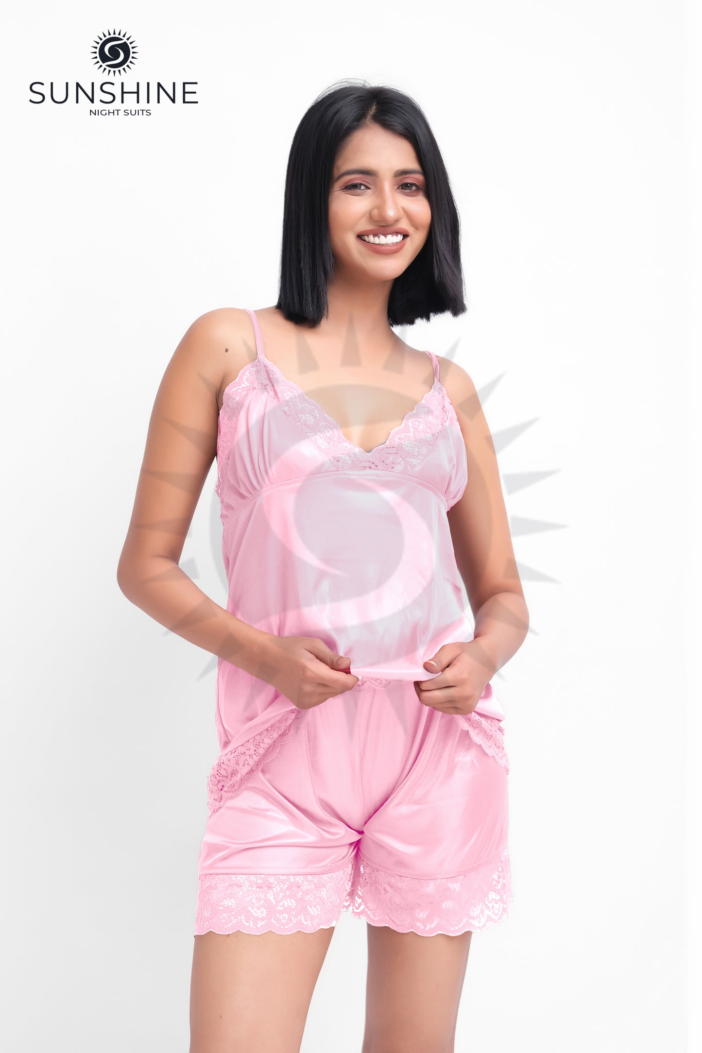 Pink Sexy Silk Cami Short Set - 2250-E