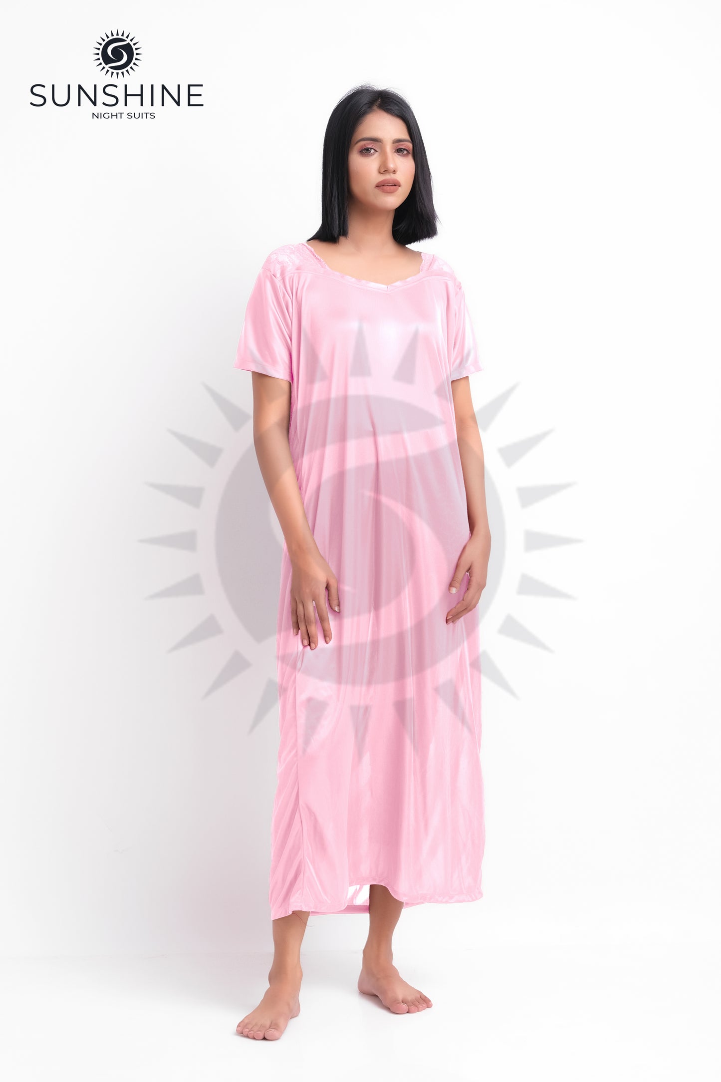 Pink Silk Maxi Night Gown 1002-E