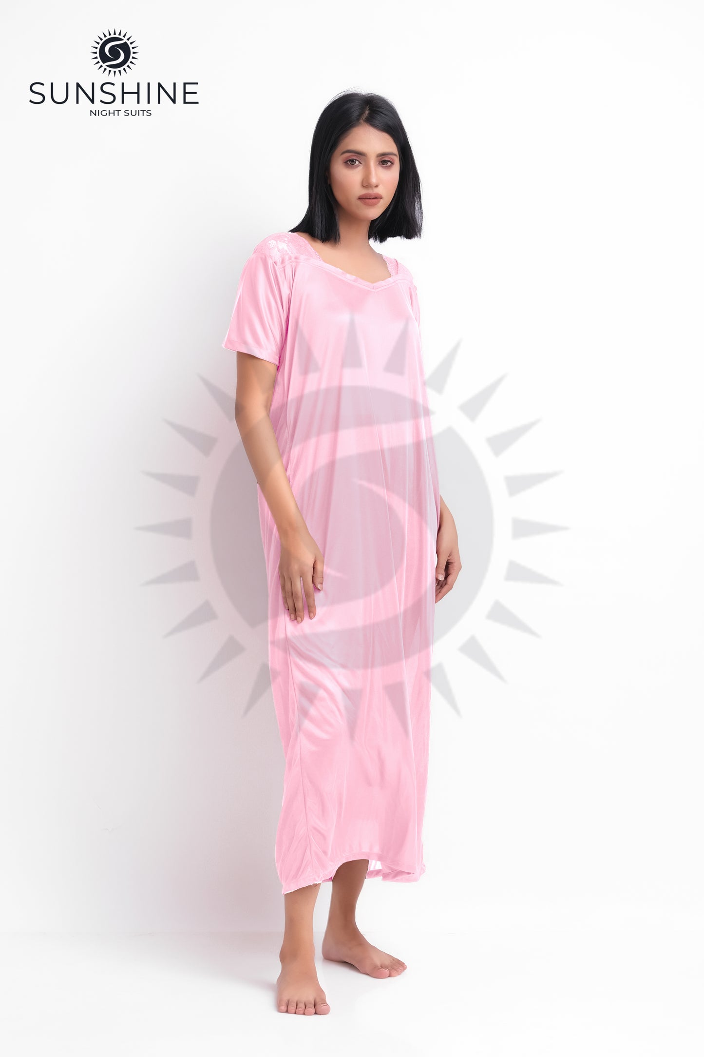 Pink Silk Maxi Night Gown 1002-E