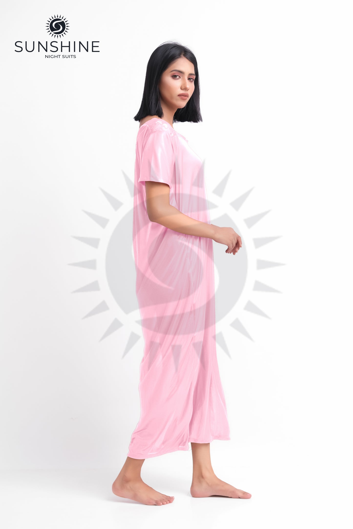 Pink Silk Maxi Night Gown 1002-E