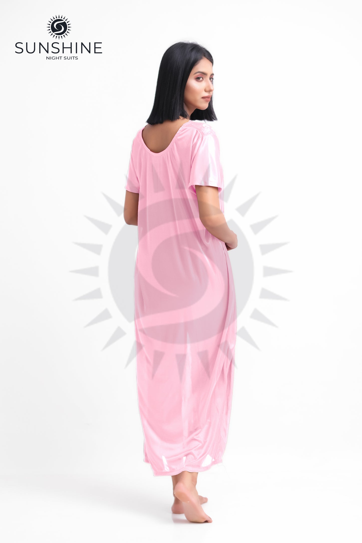 Pink Silk Maxi Night Gown 1002-E