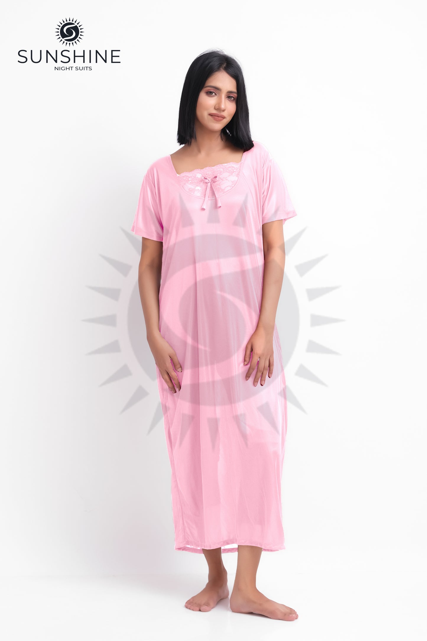 Pink Silk Maxi Night Gown 1001-E