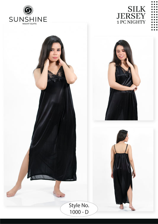 Black Silk 1pc Nighty 1000-D