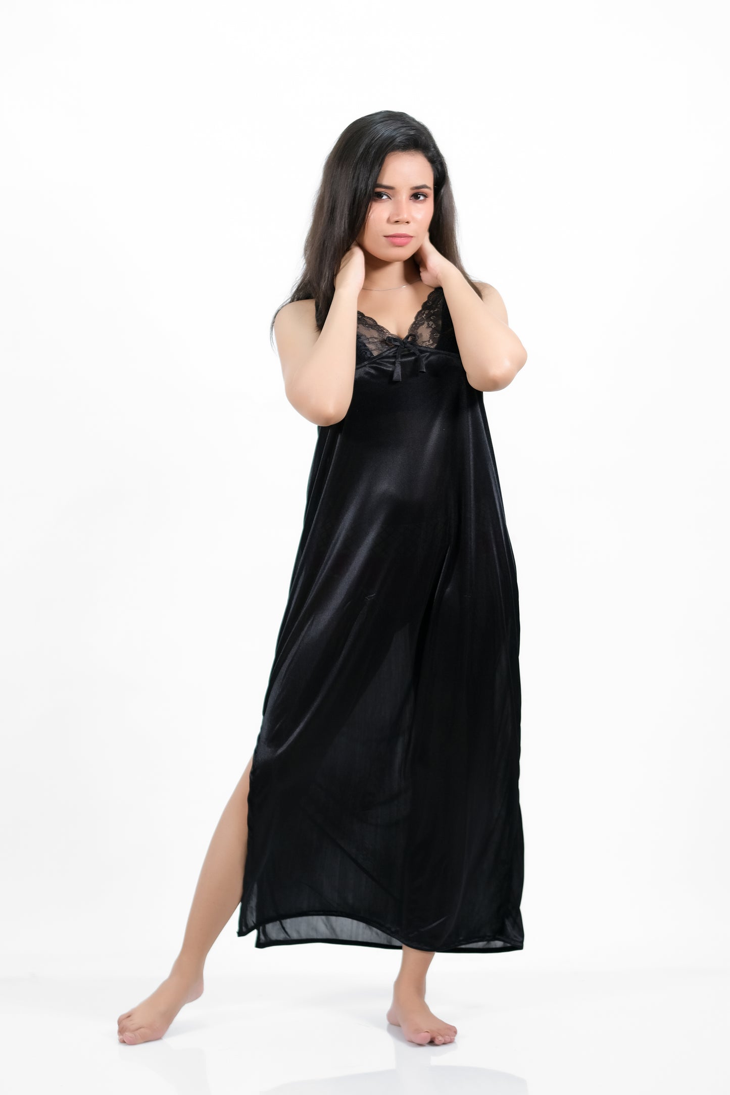 Black Silk 1pc Nighty 1000-D