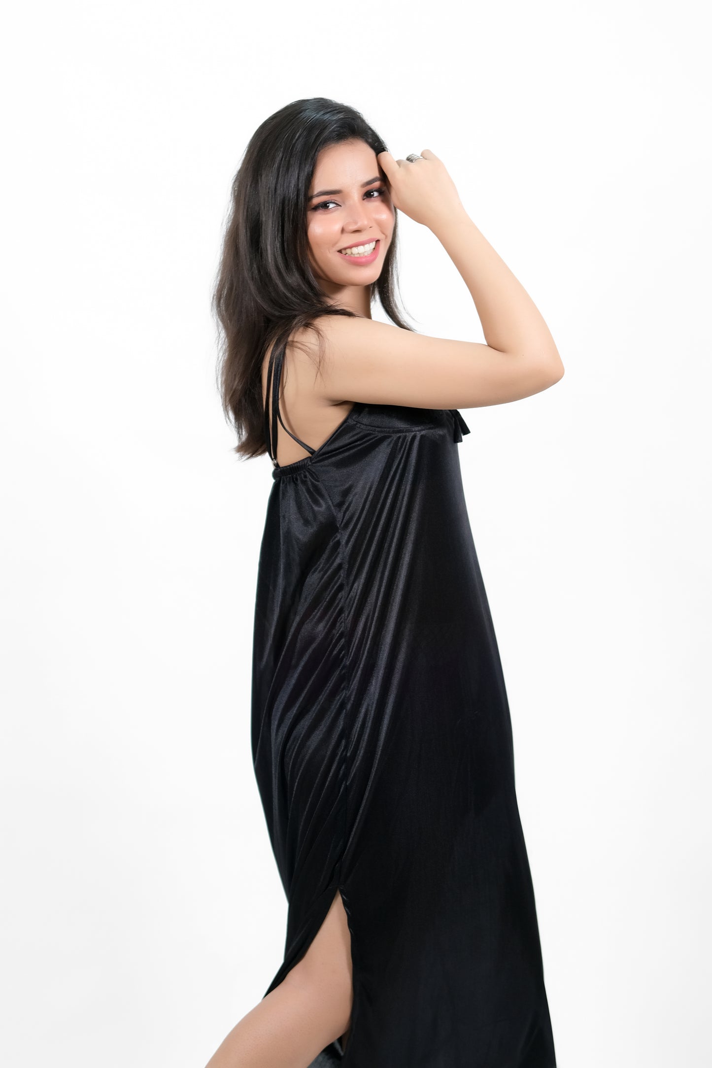 Black Silk 1pc Nighty 1000-D