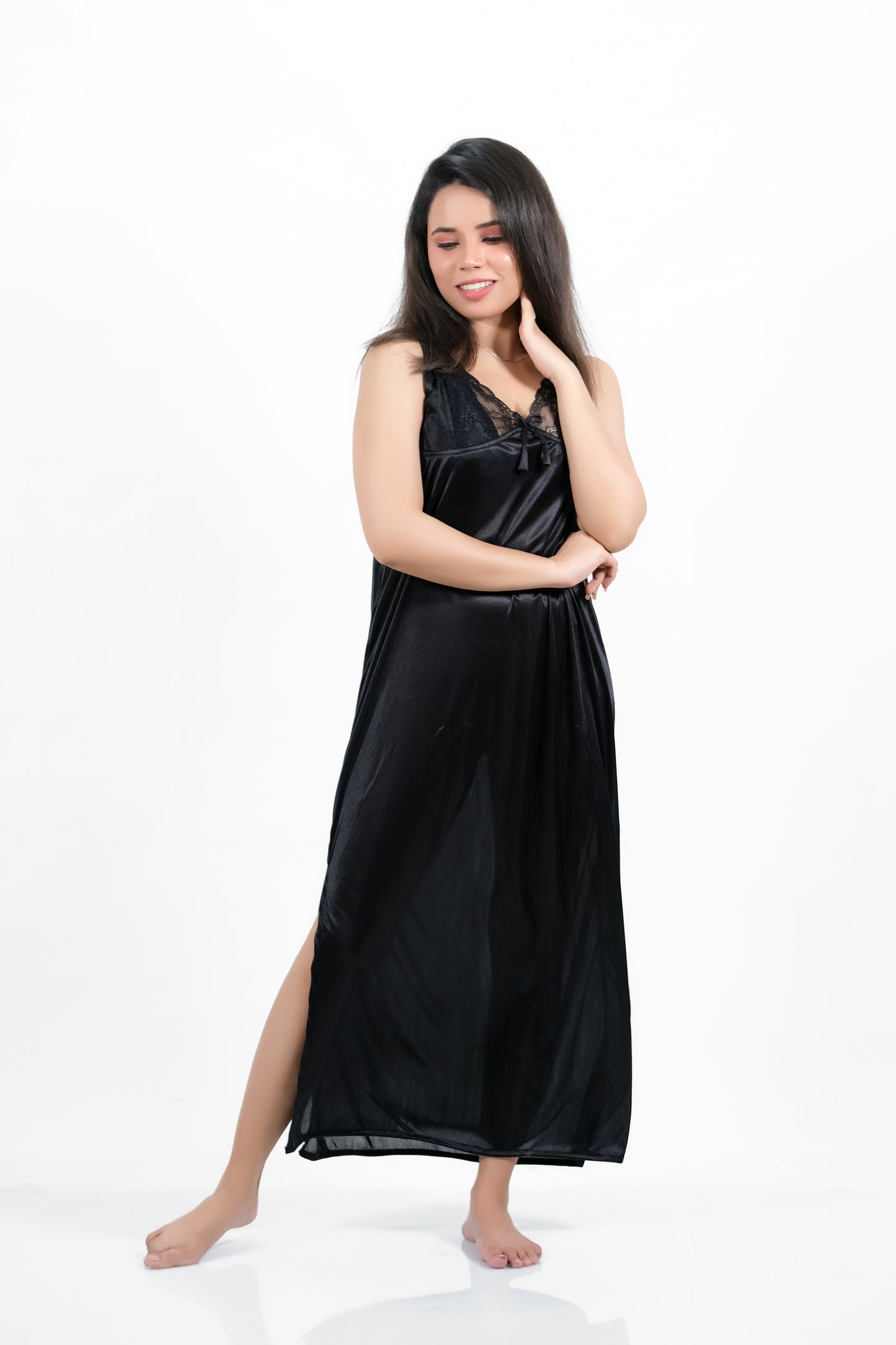 Black Silk 1pc Nighty 1000-D