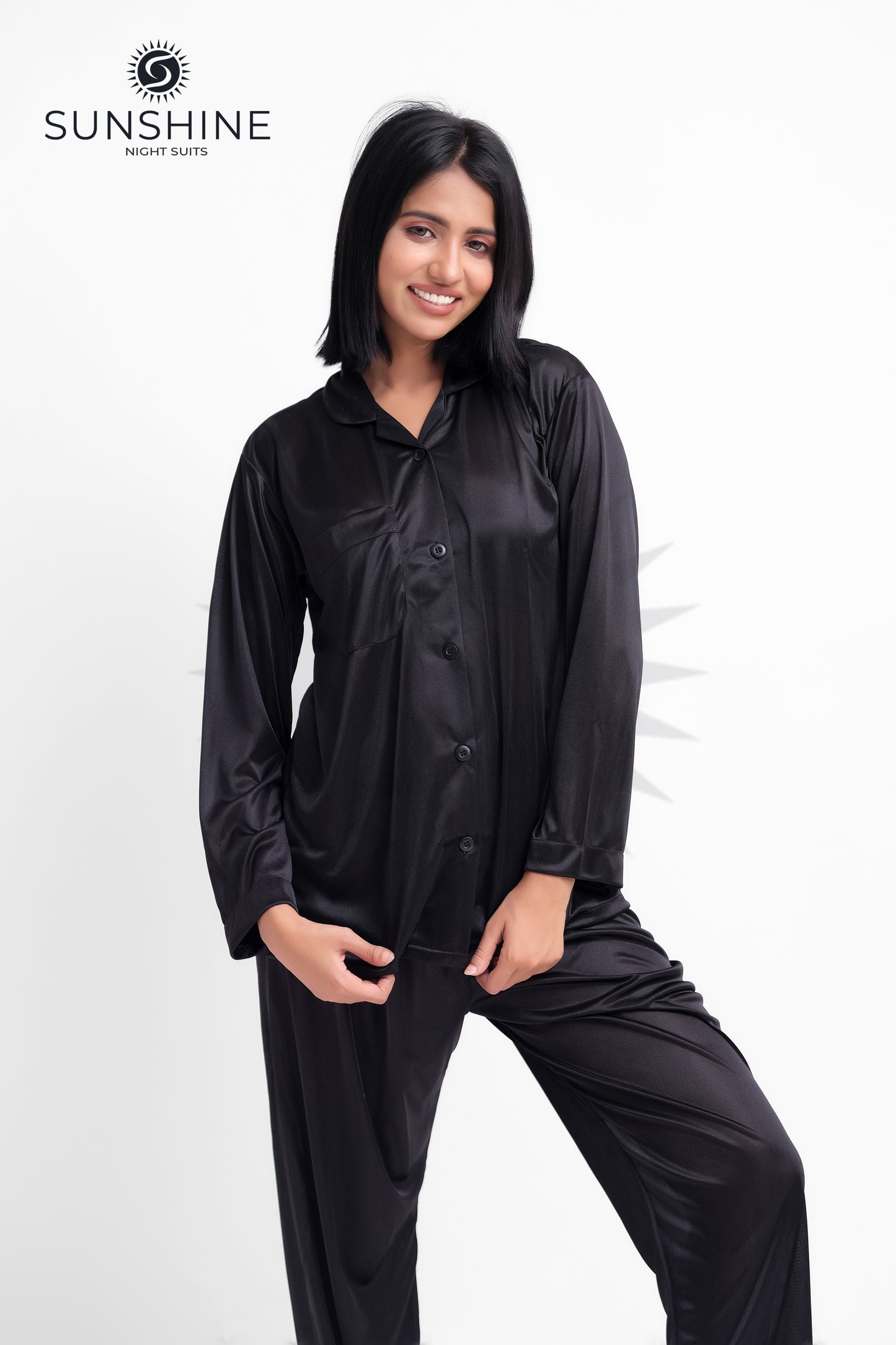 Black Silk Jersey Pajamas Set 2550-D