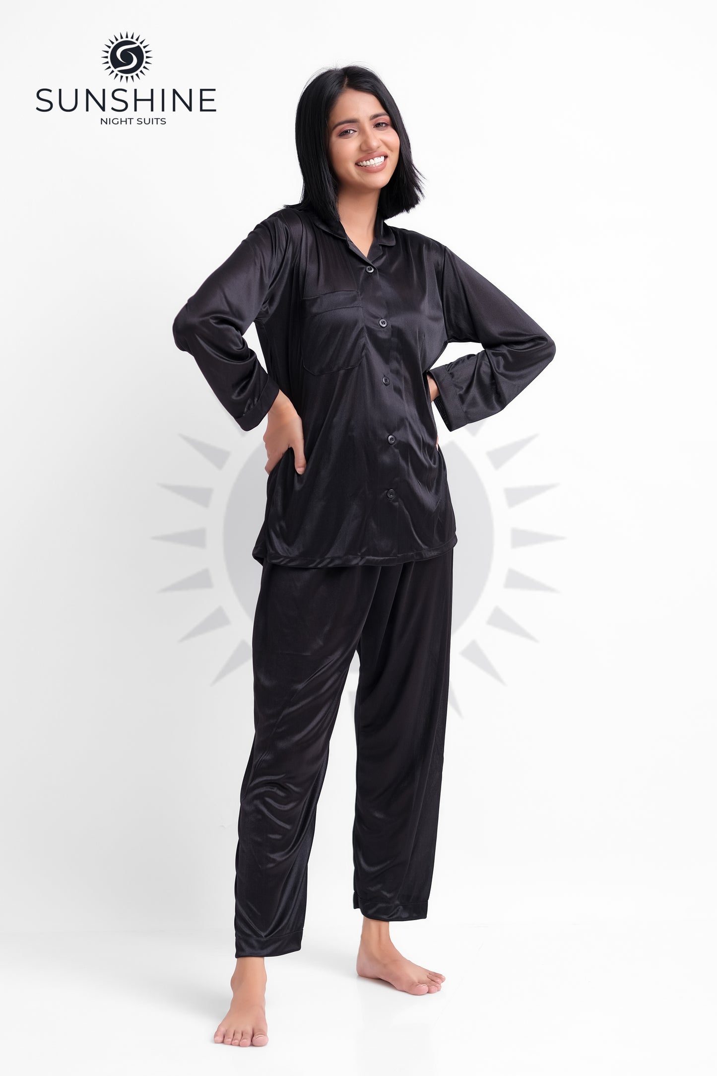 Black Silk Jersey Pajamas Set 2550-D